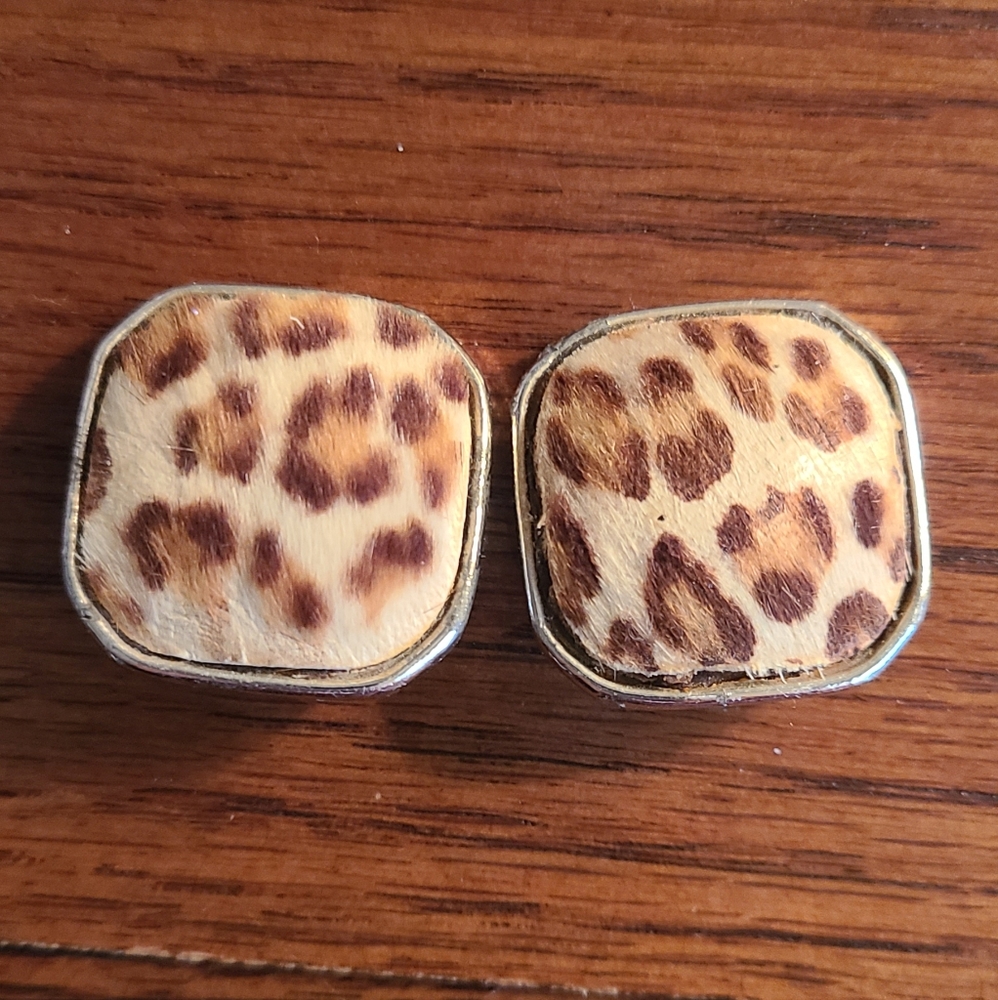 Antique Leopard or Cheetah Clip On Earrings